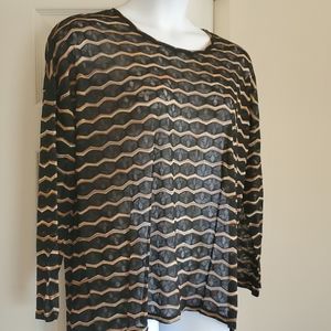 Striped mesh knit dolman top with Missoni vibe
